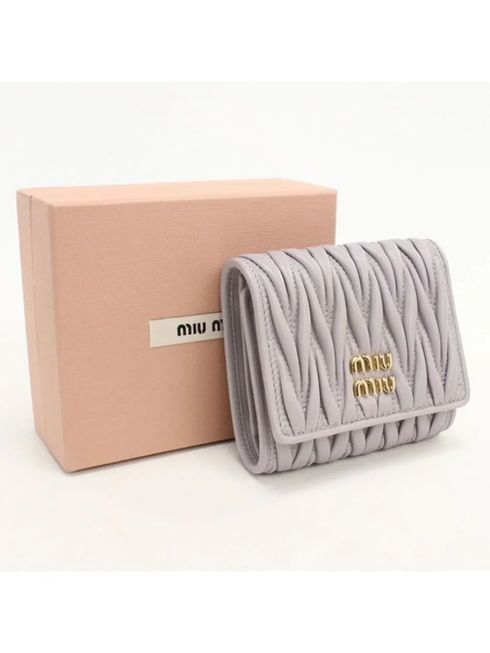 Miu Miu Matelasse Trifold Wallet Lambskin